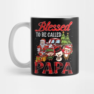 Blessed To Be Called Papa Christmas Buffalo Plaid Truck Mug